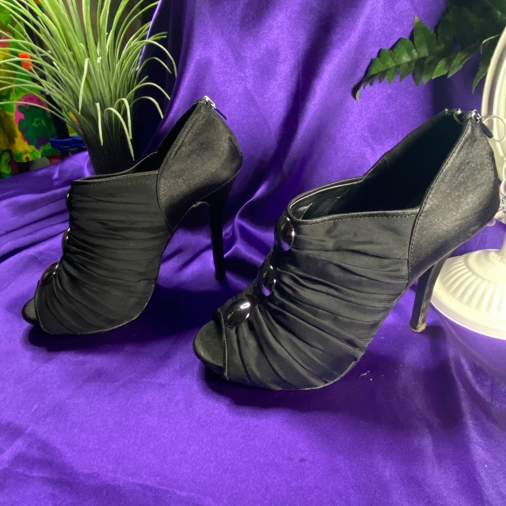 📌Joey Open Toe Black High Heel Pumps - Picture 3 of 14